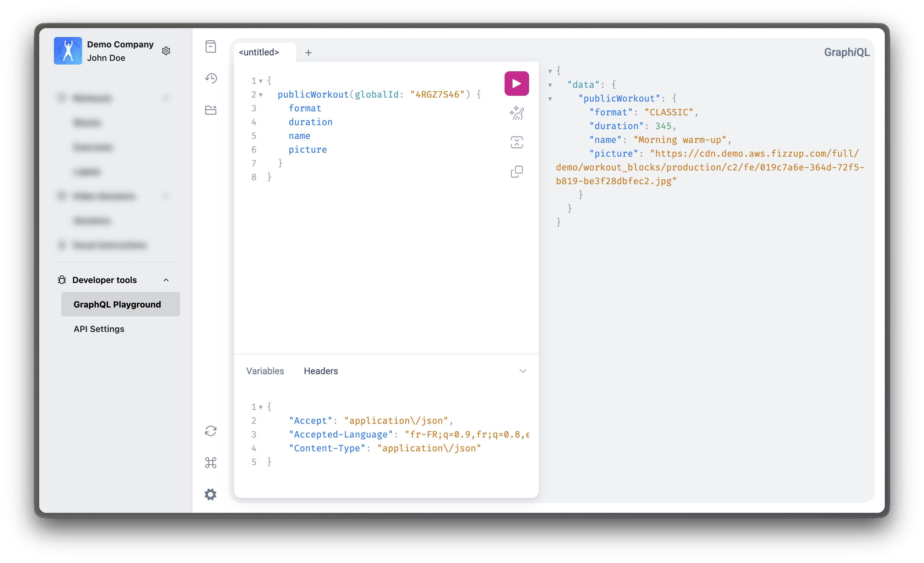 GraphQL Playground in Admin Console